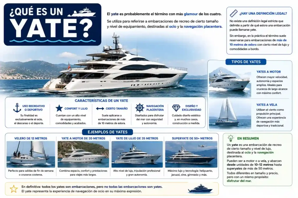 ilustración con información sobre qué es un yate