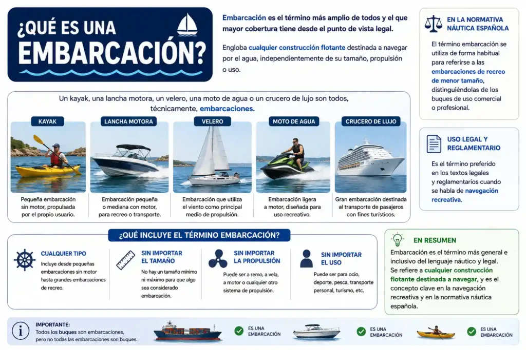 ilustración con información sobre qué es una embarcación
